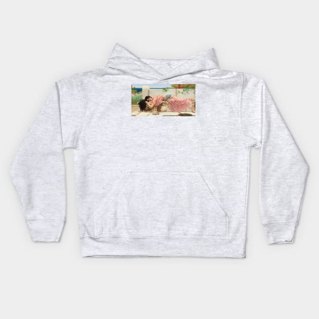 When the Heart is Young by John William Godward Kids Hoodie by Classic Art Stall